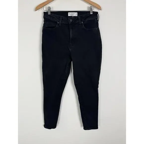 Abercrombie & Fitch Jeans Womens 29 Black The Super Skinny Ankle High Rise Black - Picture 3 of 10